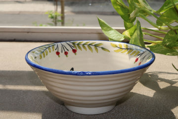 White & Blue Hand Painted Wide Bowl - NamegStore